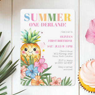 Sommar Onederland Fruktflickor 1-årsfest Inbjudningar