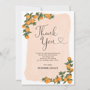 Sommar Orange Botanisk Citrus Sötnos Födelsedag Tack Kort