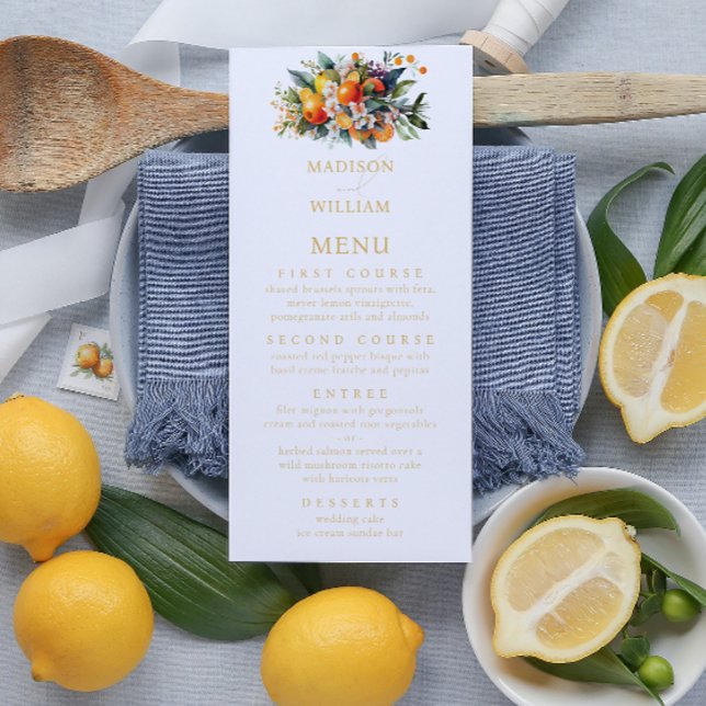 Sommar Orange Bröllop Personlig Menu Meny (Skapare uppladdad)