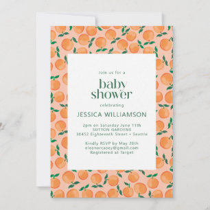 Sommar Orange Frukt Watercolor Rosa Baby Shower Inbjudningar