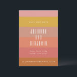 Sommar Orange Gul Ränder Modern Geometrisk Spara Datumet<br><div class="desc">Sommar Orange Gul Ränder Modern Geometrisk Bröllop Spara Datum</div>