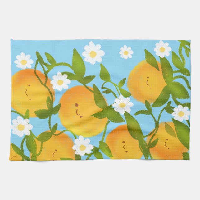Sommar Orange Träd Garden Kökshandduk (Horisontell)