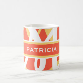 Sommar Orange White Monogram-Personlig Kaffemugg