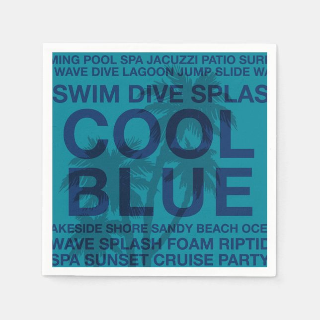 Sommar Ord Poolside och Handflatan Träd Pappra Nap Pappersservett (Framsidan)