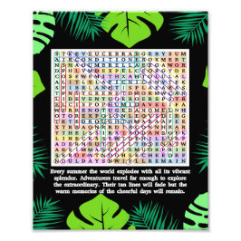 Sommar Ord Search Puzzle Fototryck