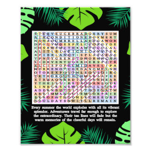 Sommar Ord Search Puzzle Fototryck