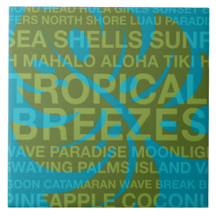 Sommar Ord Tropical och Monstera Löv Tiles Kakelplatta