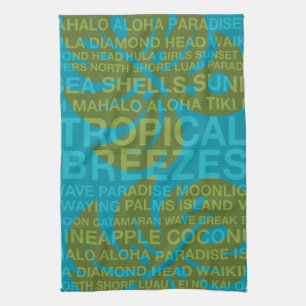 Sommar Ord Tropical och Monstera Löv Towels Kökshandduk