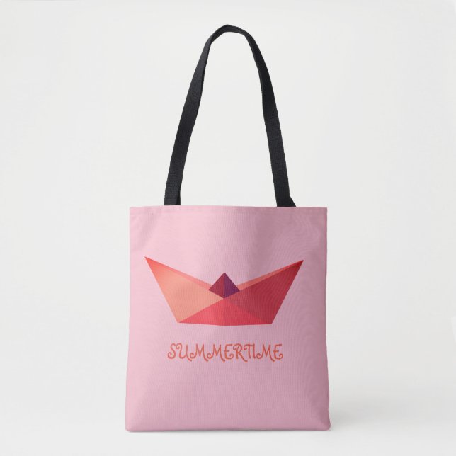 Sommar Origami Hatt Tryckt Totalt Tote Bag Tygkasse (Framsida)