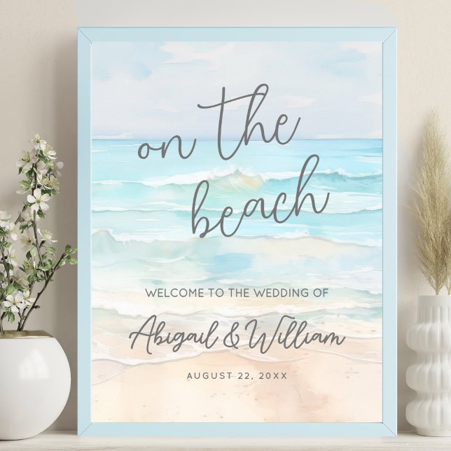 Sommar på Beach bröllopets välkomstskylt Poster (Summer On The Beach Wedding Welcome Sign)