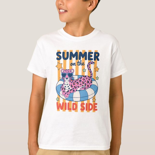 Sommar på den vilda sidan Leopard Pool Float Desig T Shirt (Framsida)