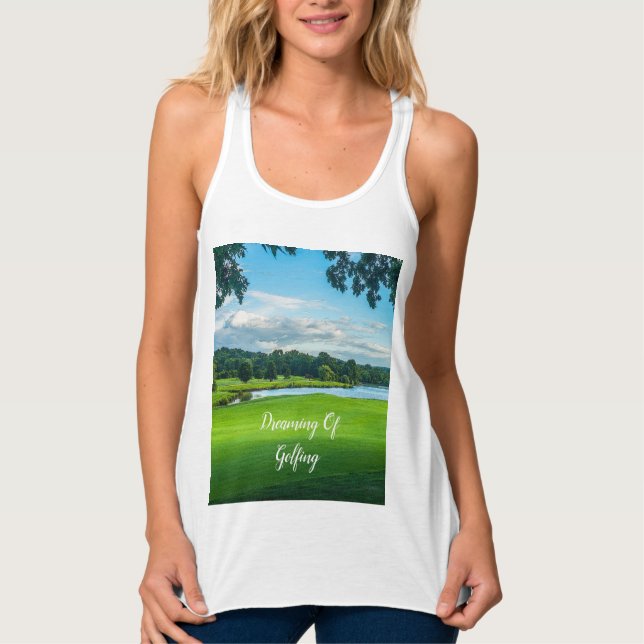 Sommar på Golf Course-Tanktopet Linne Med Racerback (Framsida)