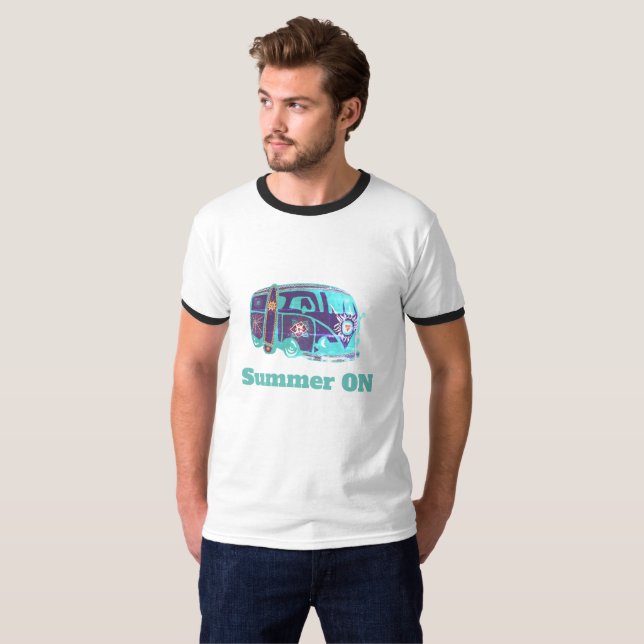 Sommar på Hippie Van Manar Basic Ringer T-Shirt, Tröja (Hel framsida)