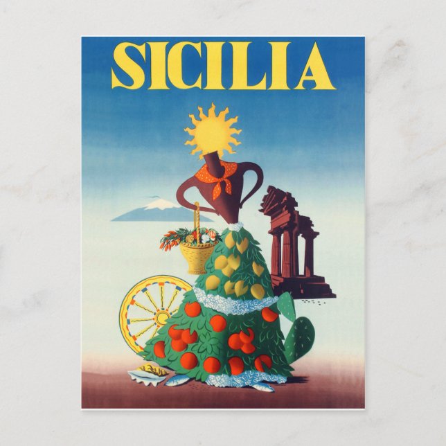 Sommar på Sicilien, Italien Vykort (Framsida)