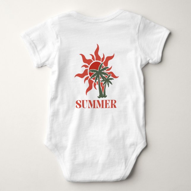 Sommar Palmträd Sol Retro Tropisk T Shirt (Baksida)