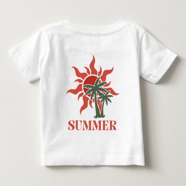 Sommar Palmträd Sol Retro Tropisk T Shirt (Baksida)