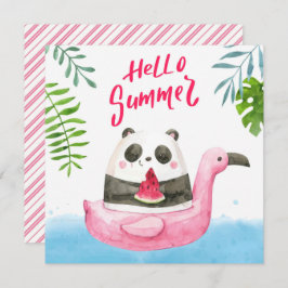 Sommar Panda Flamingo Greeting Card