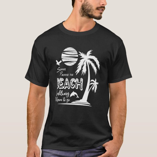 Sommar Paradise Beach ringer och säger att jag mås T Shirt (Framsida)