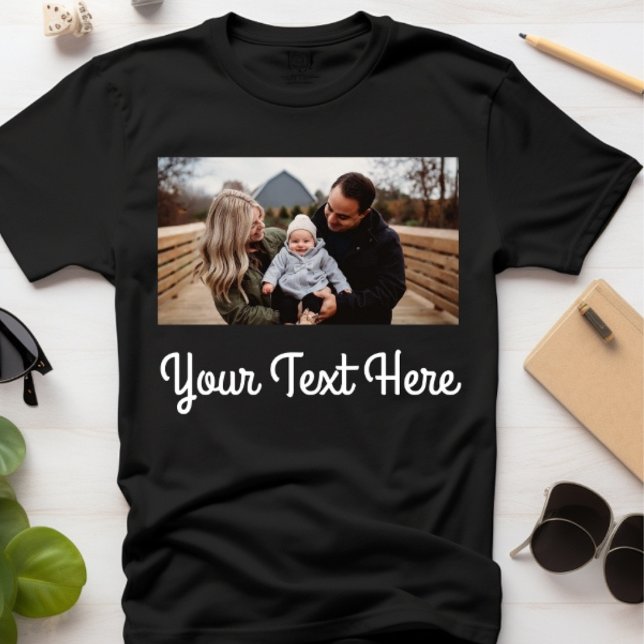 Sommar Park Familjefoto Script Text Svart T-Shirt (Skapare uppladdad)