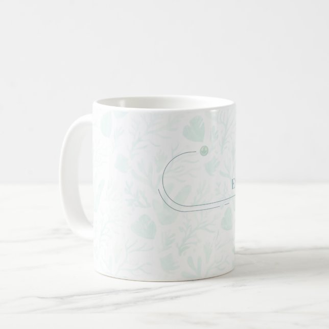 Sommar Pärl Vattenfärg Ocean Design Kaffemugg (Framsida vänster)