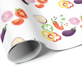 Sommar Party BBQ Fresh Vegetables Seamless Mönster Presentpapper