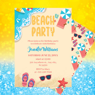 Sommar Party Beach-Födelsedagsfest Inbjudningar