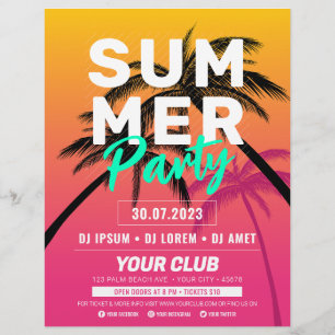 Sommar Party / Beach Party / Sommarfestival Reklamblad