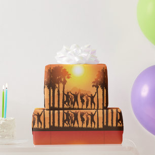 Sommar Party Dancing Wrapping Papper Presentpapper