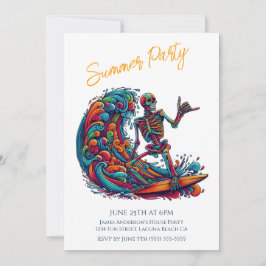 Sommar-Party-färgad Skeleton Surfer-inbjudan Inbjudningar