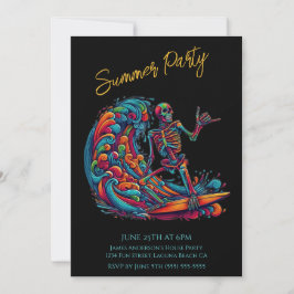 Sommar-Party-färgad Skeleton Surfer-inbjudan Inbjudningar