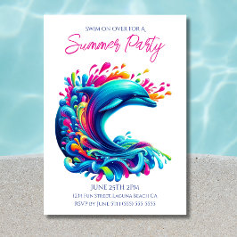 Sommar Party - Färgämnet delfin Stänk Inbjudningar