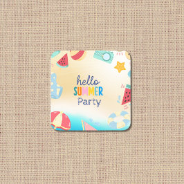 Sommar-Party-festivalen Birthday Colorful Beach Underlägg Papper Kvadrat