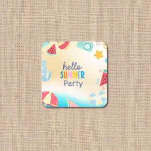 Sommar-Party-festivalen Birthday Colorful Beach Underlägg Papper Kvadrat