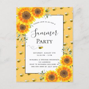 Sommar party humla solblommor med bakgårdsplats Bq Vykort
