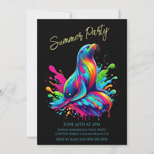 Sommar Party - Inbjudan till Lejona Stänk i färglö (Framsida)