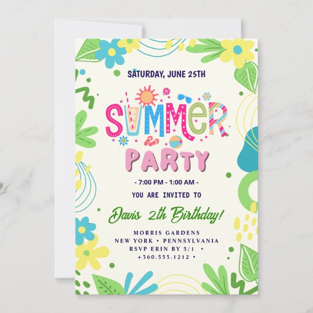 Sommar Party Inbjudningar (Framsida)