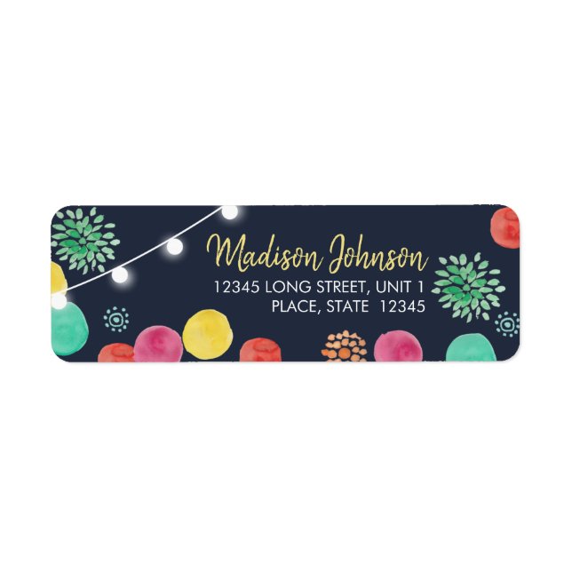 Sommar-Party Lampions inbjudan Returadress Etikett (Framsidan)