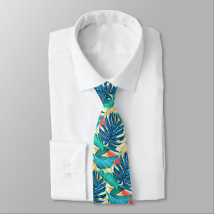 Sommar Party Neck Tie med Exotic Tropical Löv Slips