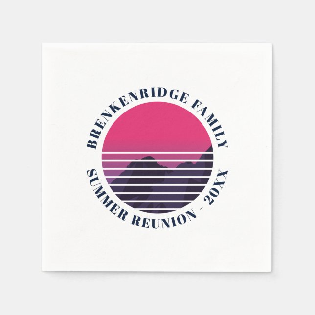 Sommar Party Retro Sunset Mountains Family Papper Pappersservett (Framsidan)