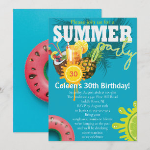 Sommar Party Roligt Birthday Inbjudningar