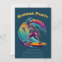 Sommar Party- Skeleton Surfer Riding A Wave-