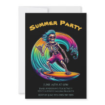 Sommar Party- Skeleton Surfer Riding A Wave-