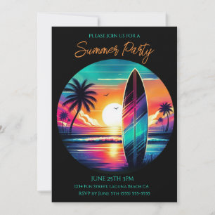 Sommar Party- Solnedgång Surfboard Vibes- Inbjudningar