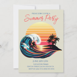 Sommar Party- Surfning vid solnedgång Inbjudningar