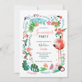 Sommar-party tropiska rosa flamingo inbjudningar