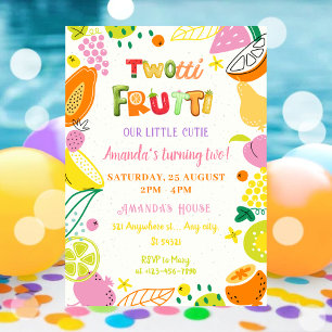 Sommar party Twotti Frutti för flickor födelsedag Inbjudningar
