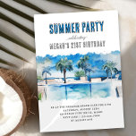 Sommar-Party-vattenfärgen Tropical Bassäng-födelse Inbjudningar<br><div class="desc">Sommarfödelsedag - perfekt för bassäng party,  stranden party osv. och redigerbar för alla åldrar,  t.ex. 21-årsdag,  30års födelsedag ...  Den moderna vattenfärgsdesignen i elegant har en coola bassäng med tropiska handflatan träd på sol-däcket. Utformning av neutralten för födelsedagsfest av manlig eller kvinnlig vuxen eller strandbäcken studenten eller tonåringar.</div>