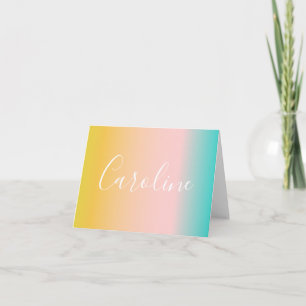 Sommar Pastel Gradient PERSONLIG NAMN Anteckningskort