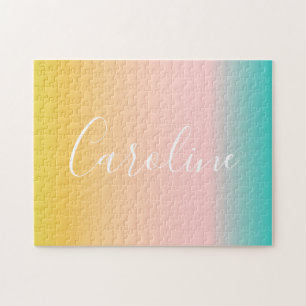 Sommar Pastel Gradient PERSONLIG NAMN Pussel