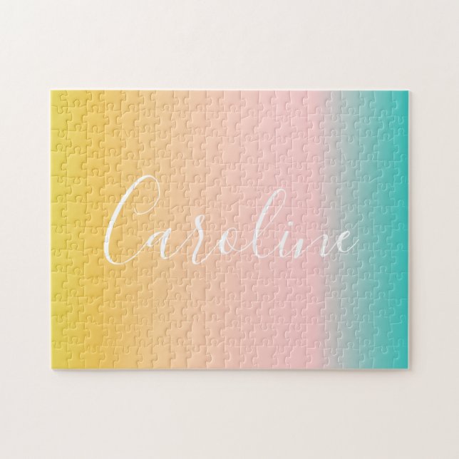 Sommar Pastel Gradient | PERSONLIG NAMN Pussel (Horisontell)